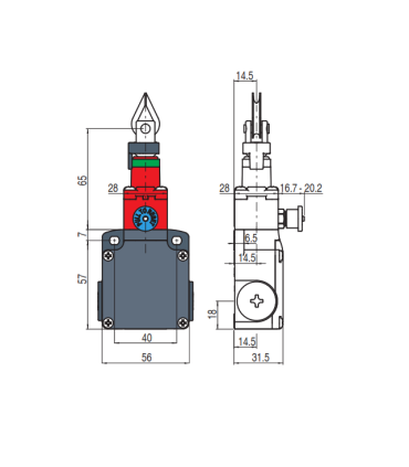 میکروسوییچ FL-1878 بدنه فلزی پهن پیزاتو