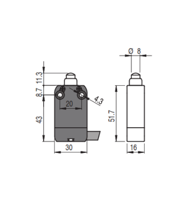 میکروسوییچ FB 4515-2DN بدنه فلزی کابل دار پیزاتو